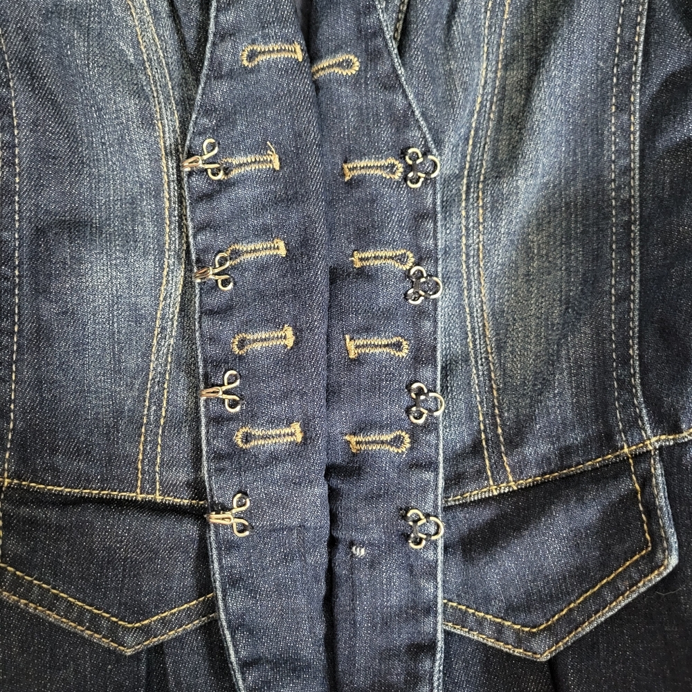 White House Black Market Military Style Jean Jacket Size-0 - Picture 14 of 14